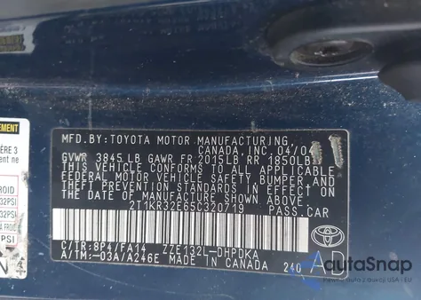 2005 Toyota Matrix из США, поврежденный, VIN 2T1KR32E65C320719